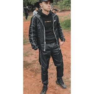 Nike Vintage Rare Slayer Nylon Jacket Windbreaker Black Shiny Glanz Small